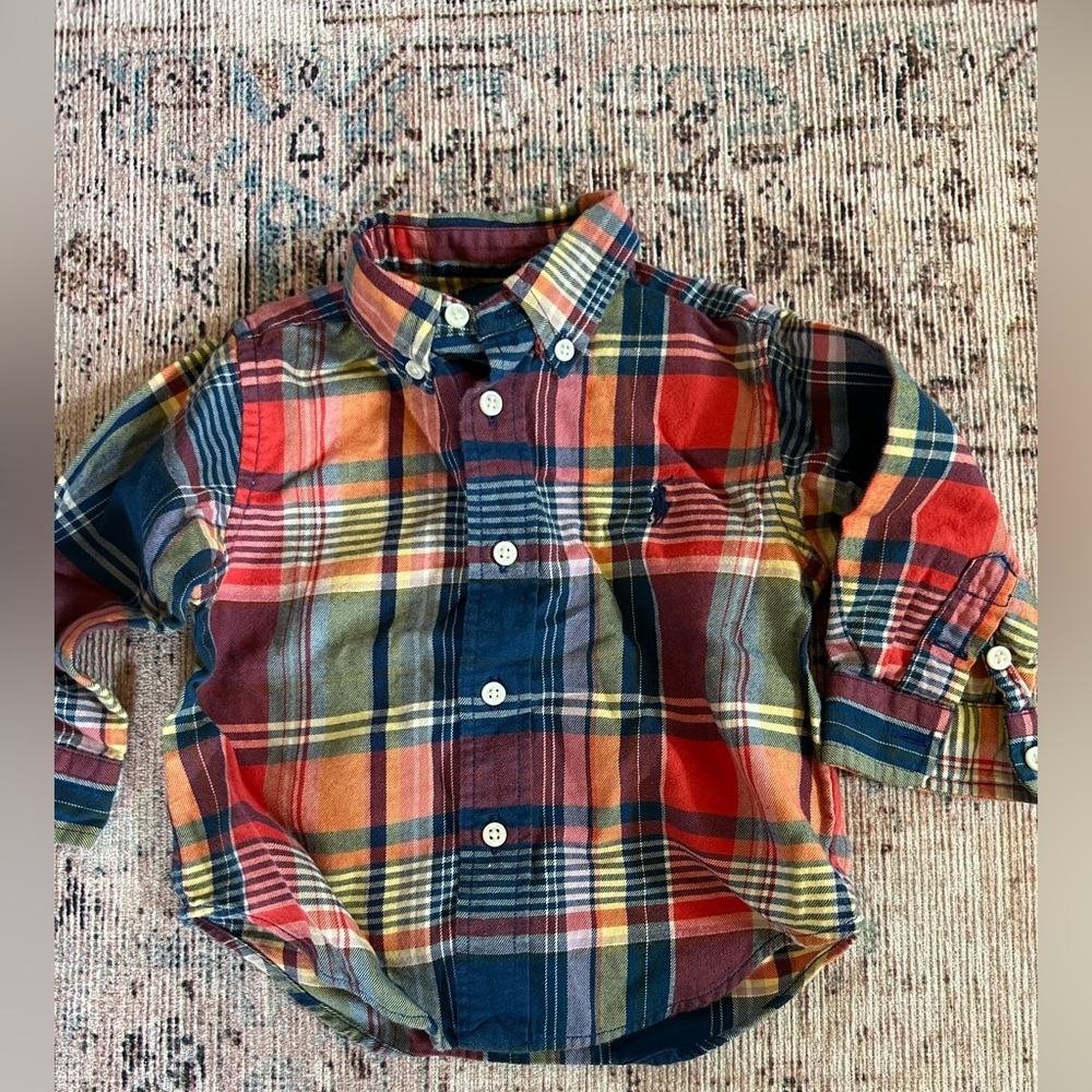Ralph Lauren Kids Plaid Button Down Shirt - Red, Blue, Yellow